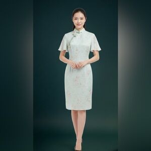 Premium Vintage Style Cheongsam Qipao Dress Size M (2XL Tag In Asia) Brocade